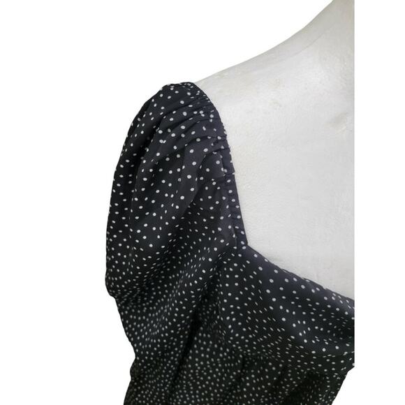 Abercrombie & Fitch Women's Polka Dot Top Cut Out Smocked Puff Sleeve Crop Small - Picture 8 of 9